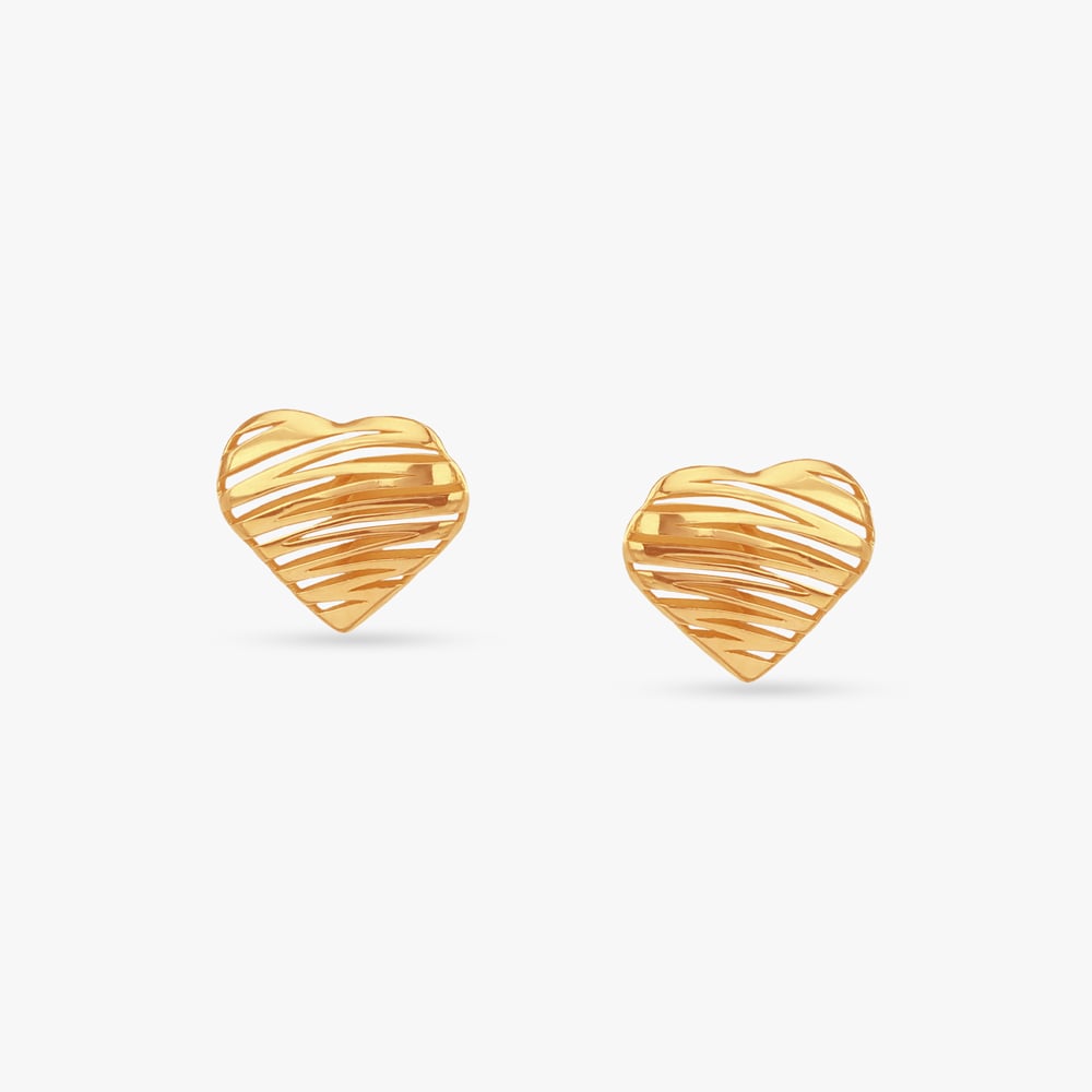 Subtle Heart Gold Pendant and Earrings Set,,hi-res image number null