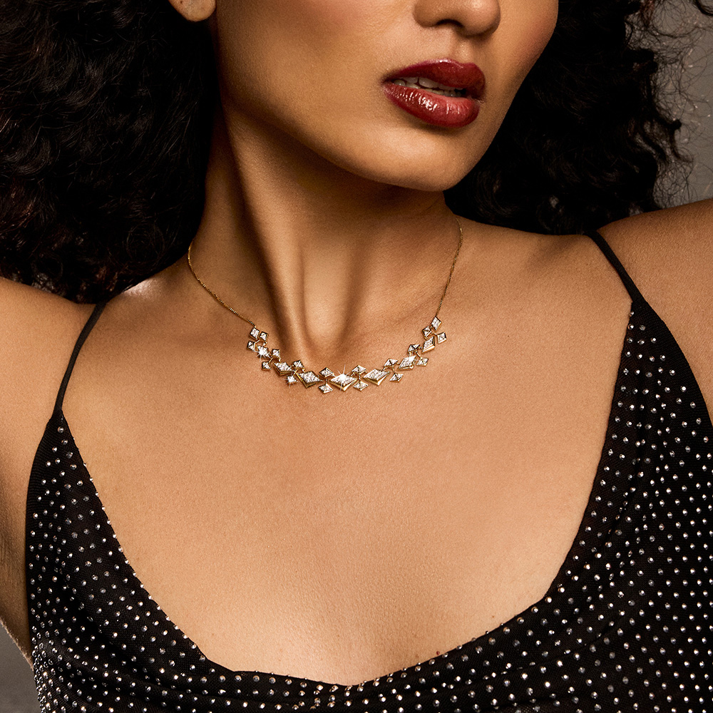 Disco Beat Gold & Diamond Necklace,,hi-res image number null