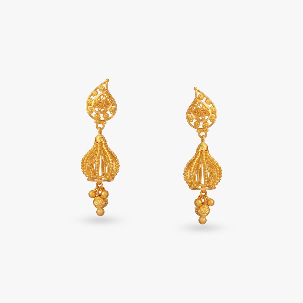 

Palace Charm Gold Jhumka Earrings