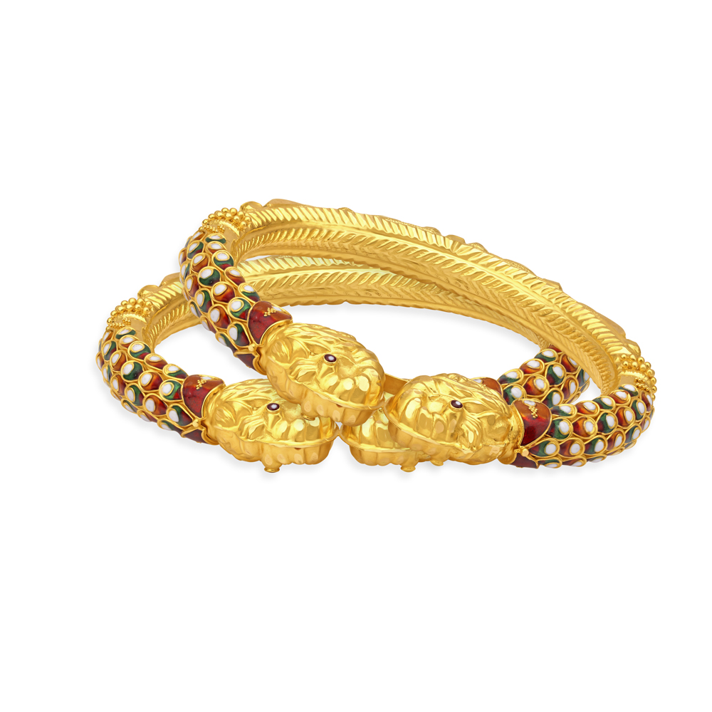 Stylish Gold and Enamel Bangles,,hi-res image number null