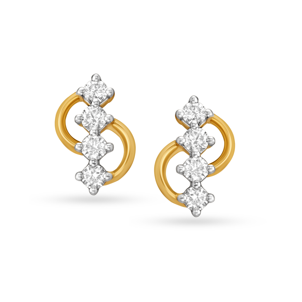 4 Stone Diamond Stud Earrings for Kids