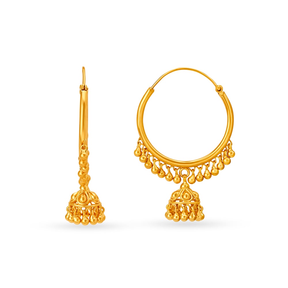 Captivating Jhumka Style Gold Hoop Earrings,,hi-res image number null