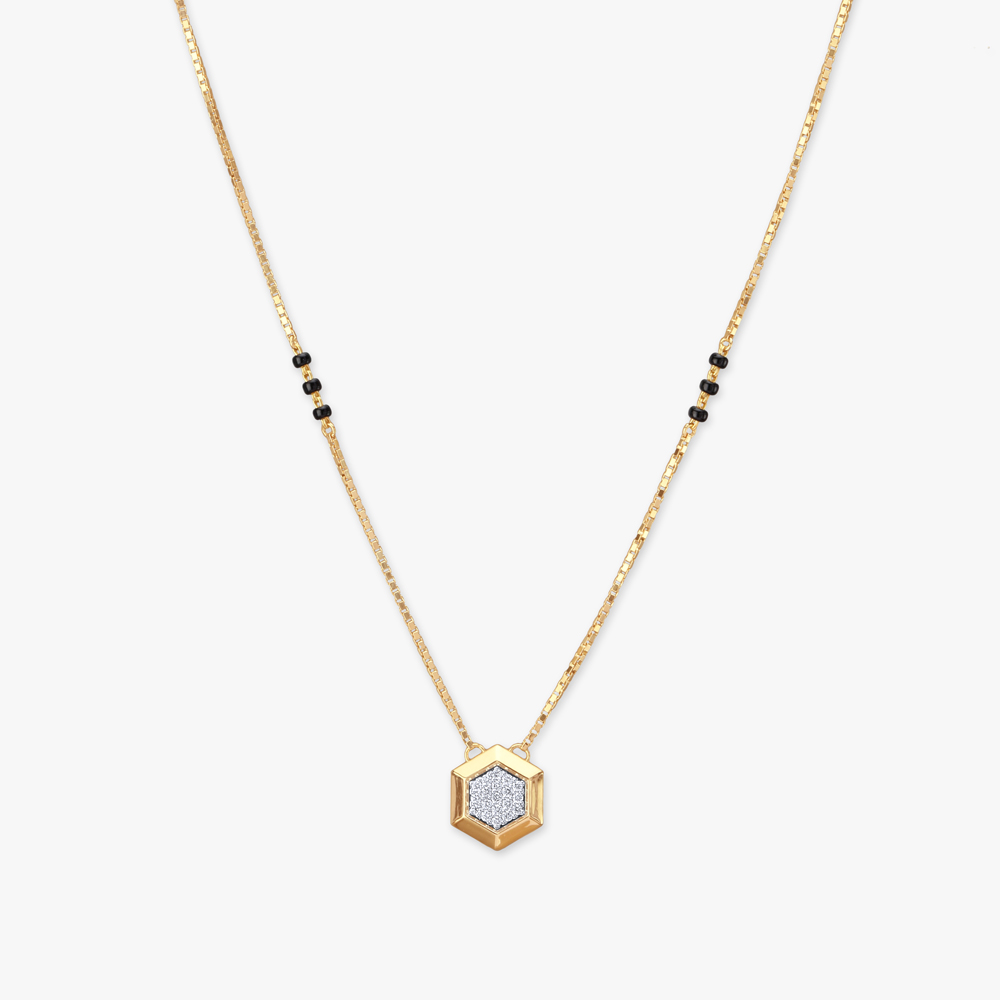 Sophisticated Hexagon Diamond Mangalsutra,,hi-res image number null