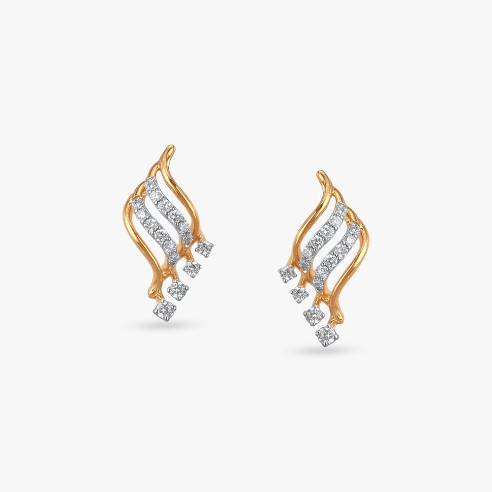 Ripple Sparkle Diamond Stud Earrings,,hi-res image number null