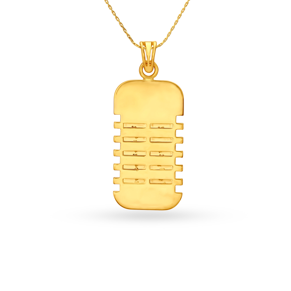 Five Stripe Carved Gold Pendant For Men,,hi-res image number null