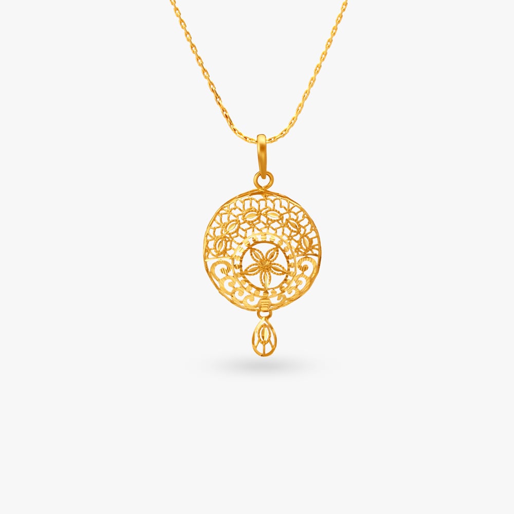 Floral Filigree Gold Pendant,,hi-res image number null