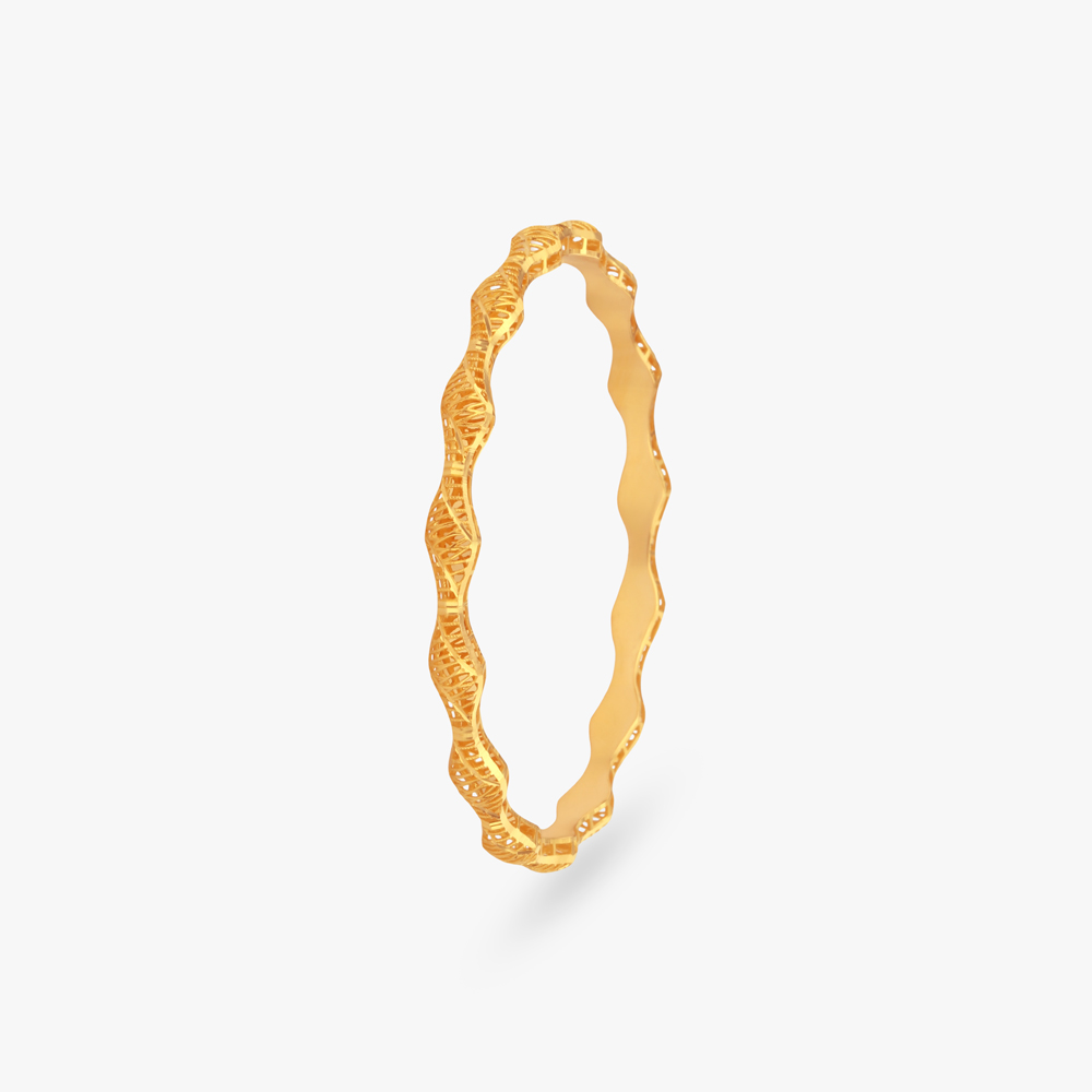 Woven Wave Gold Bangle,,hi-res image number null