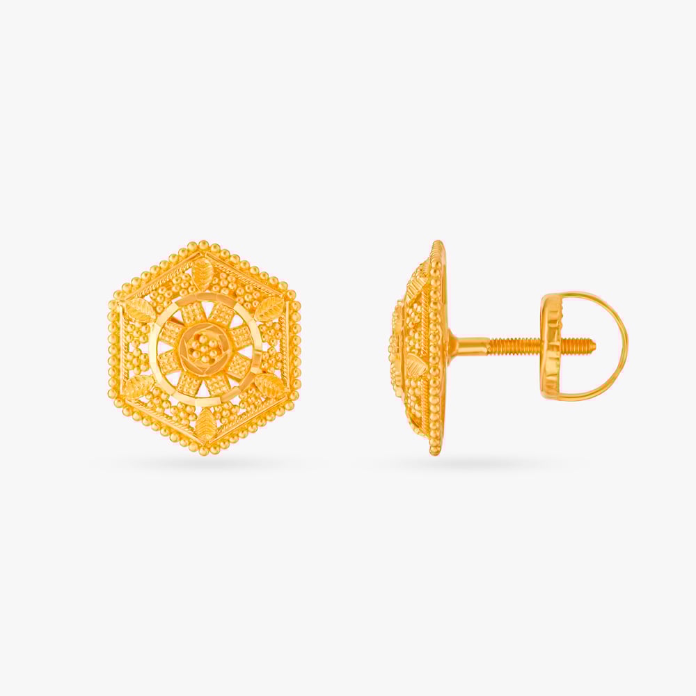 Gleaming Hexagon Stud Earrings,,hi-res image number null