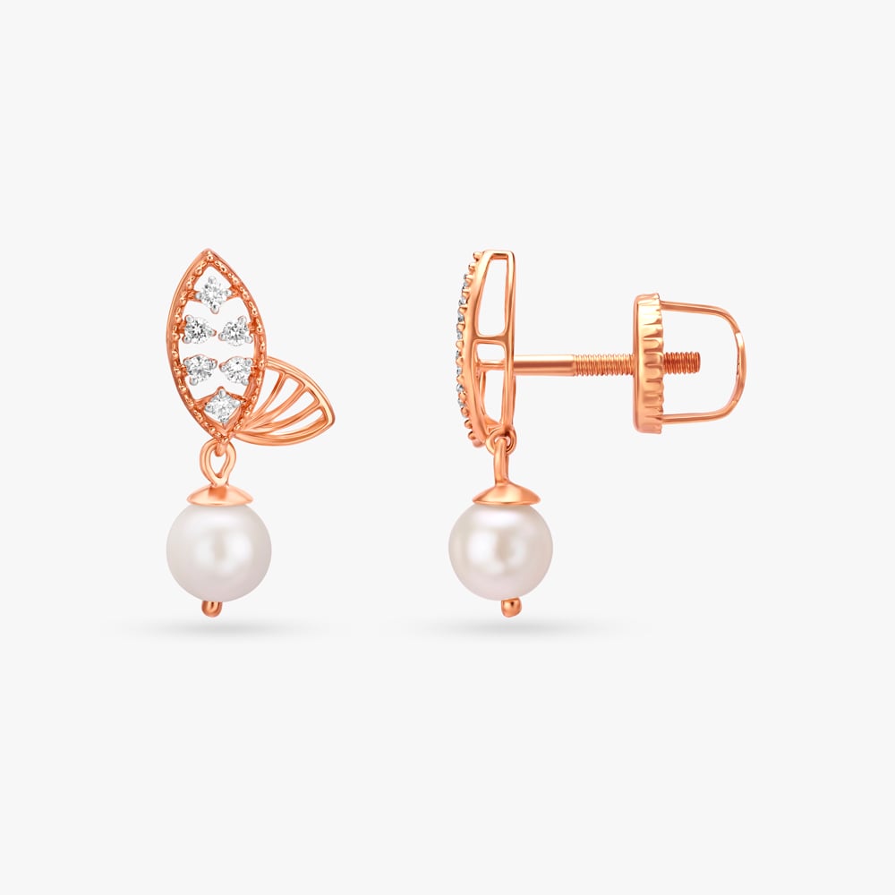 Fluttering Charm Diamond and Pearl Drop Earrings,,hi-res image number null