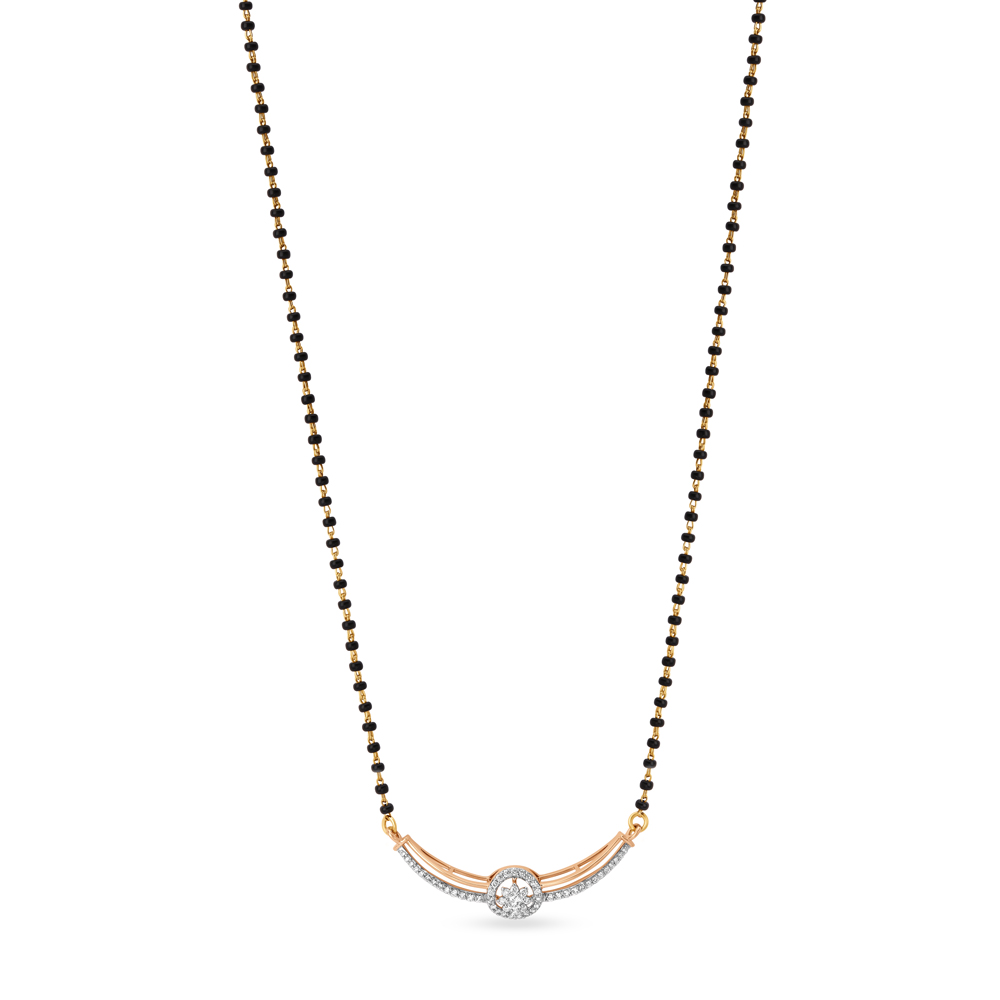 Elegant Floral Diamond Mangalsutra in Yellow and Rose Gold,,hi-res image number null
