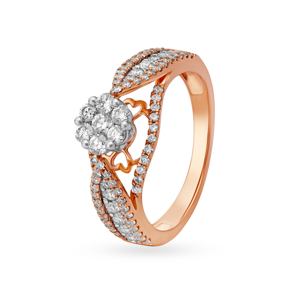 Splendid 18 Karat White And Rose Gold And Diamond Statement Ring