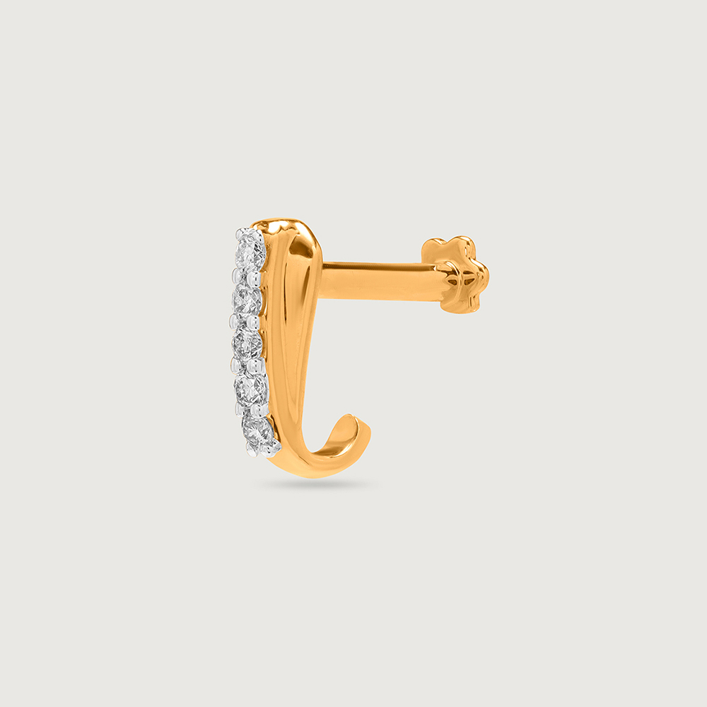 14KT Yellow Gold Diamond Nose Pin,,hi-res image number null