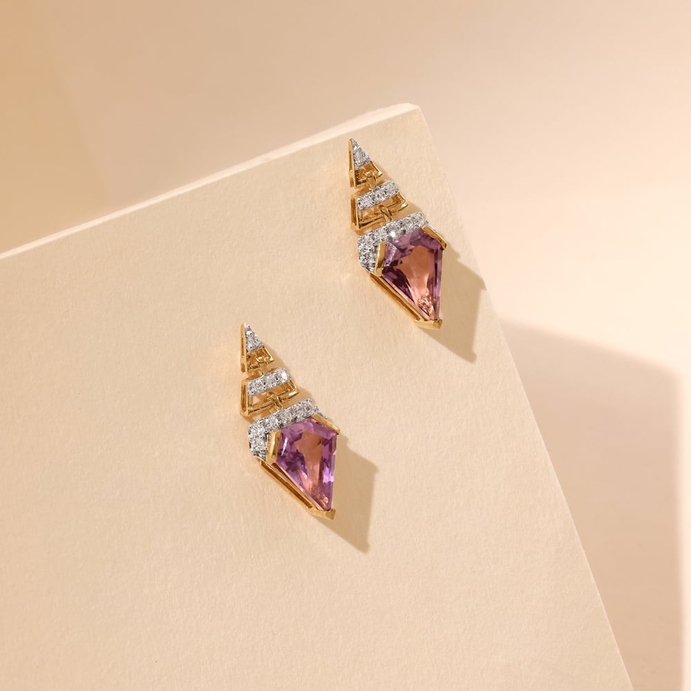 Sleek Radiant Amethyst Drop Earrings,,hi-res image number null
