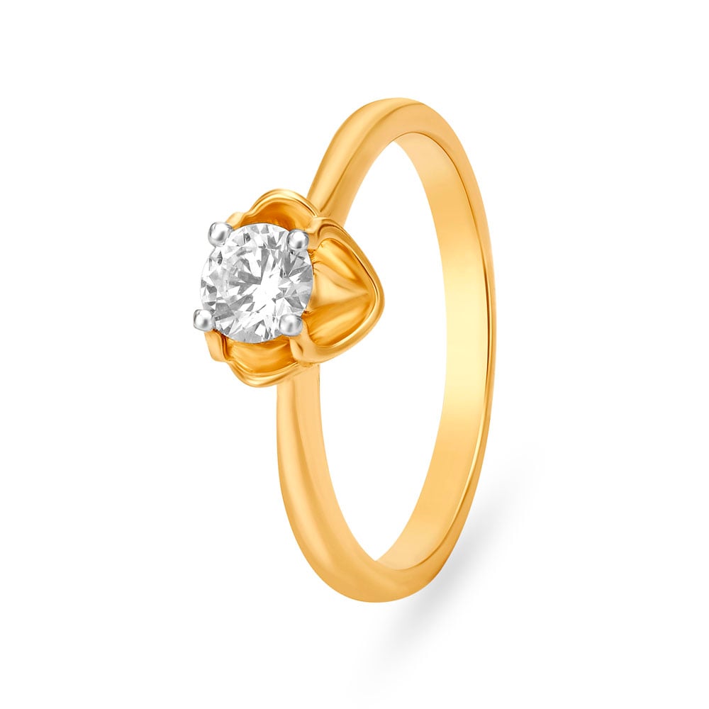 Minimalistic Solitaire Look Gold and Diamond Ring,,hi-res image number null