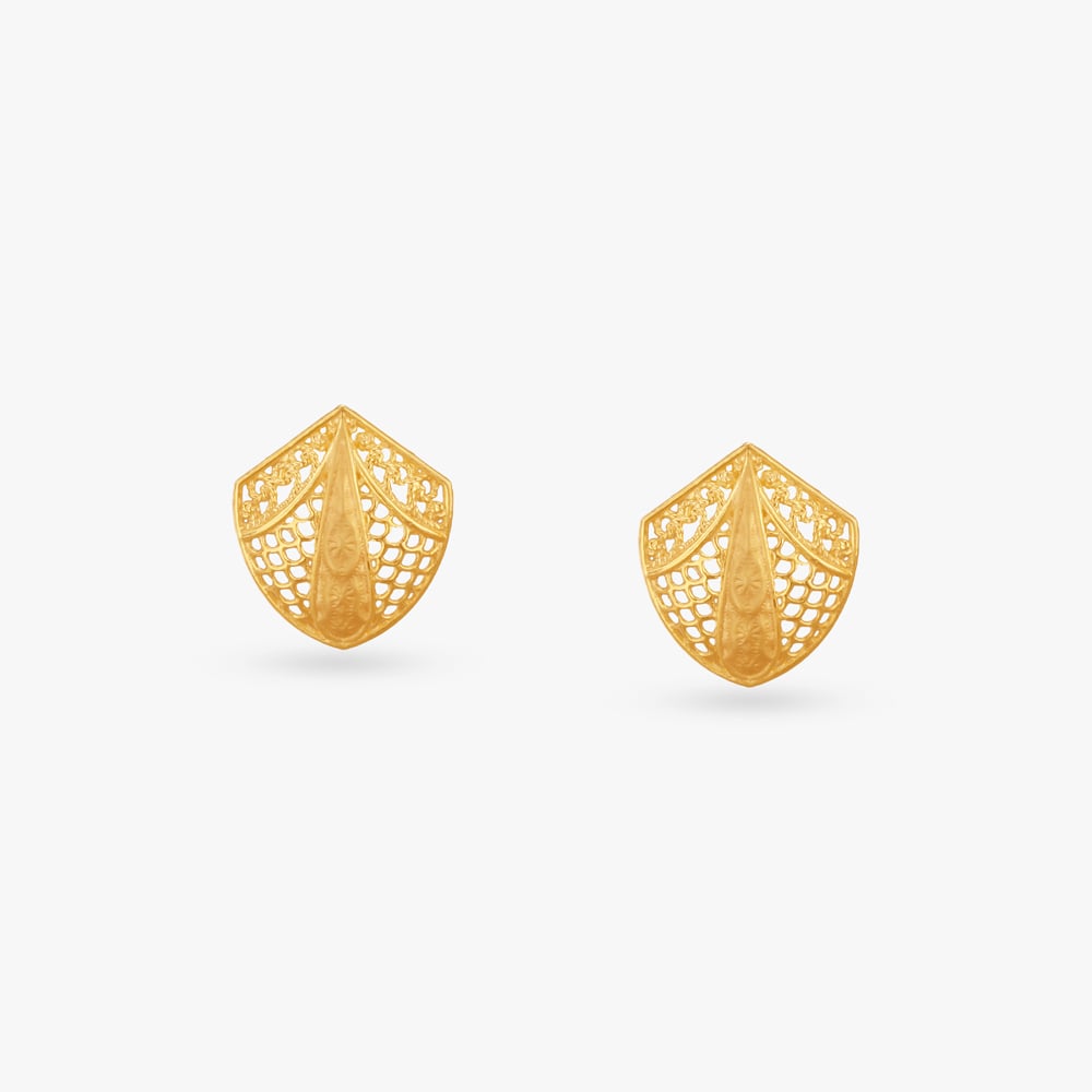 Shield Shine Gold Stud Earrings,,hi-res image number null