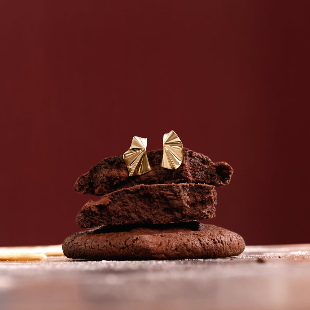 Radiant Fold Gold Stud Earrings,,hi-res image number null