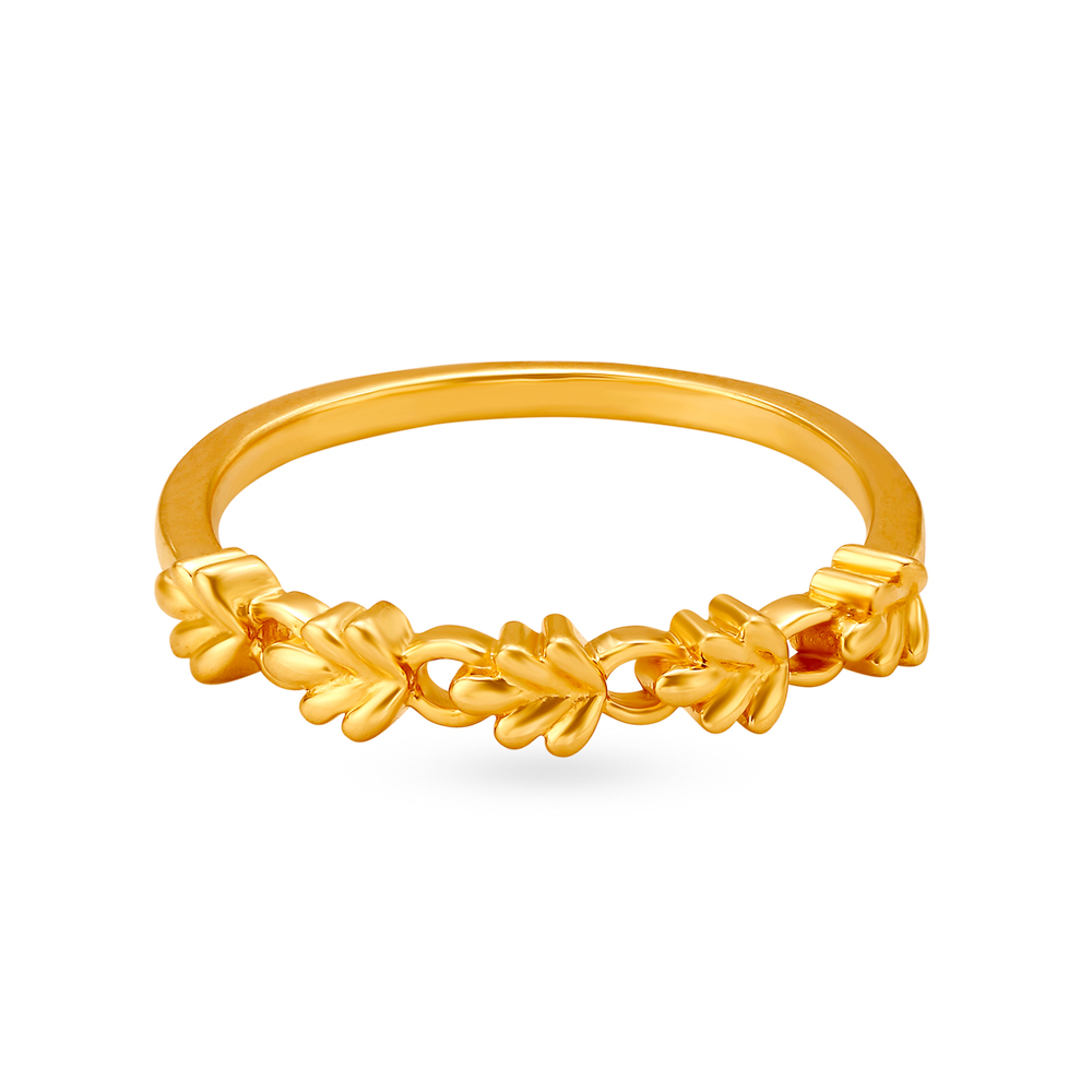 22 Karat Gold Finger Ring In Fern Leaves Design,,hi-res image number null