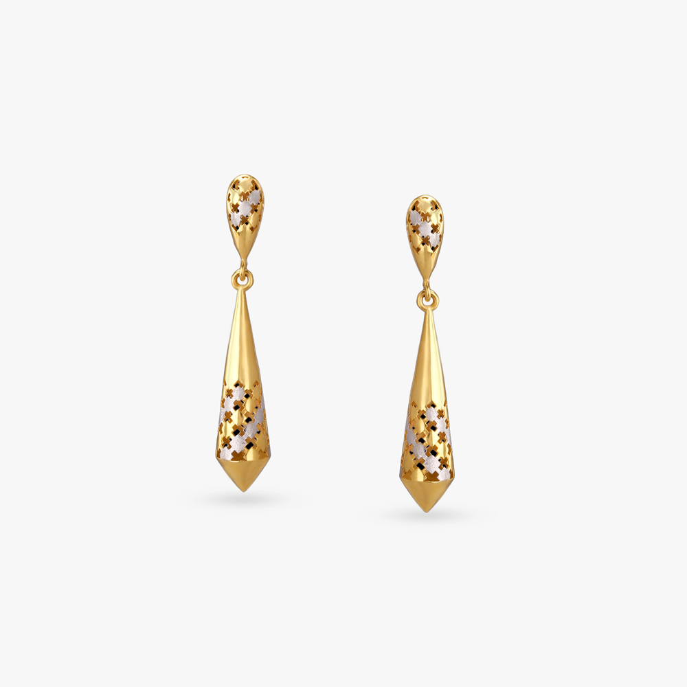 Intricate Lattice Gold Drop Earrings,,hi-res image number null