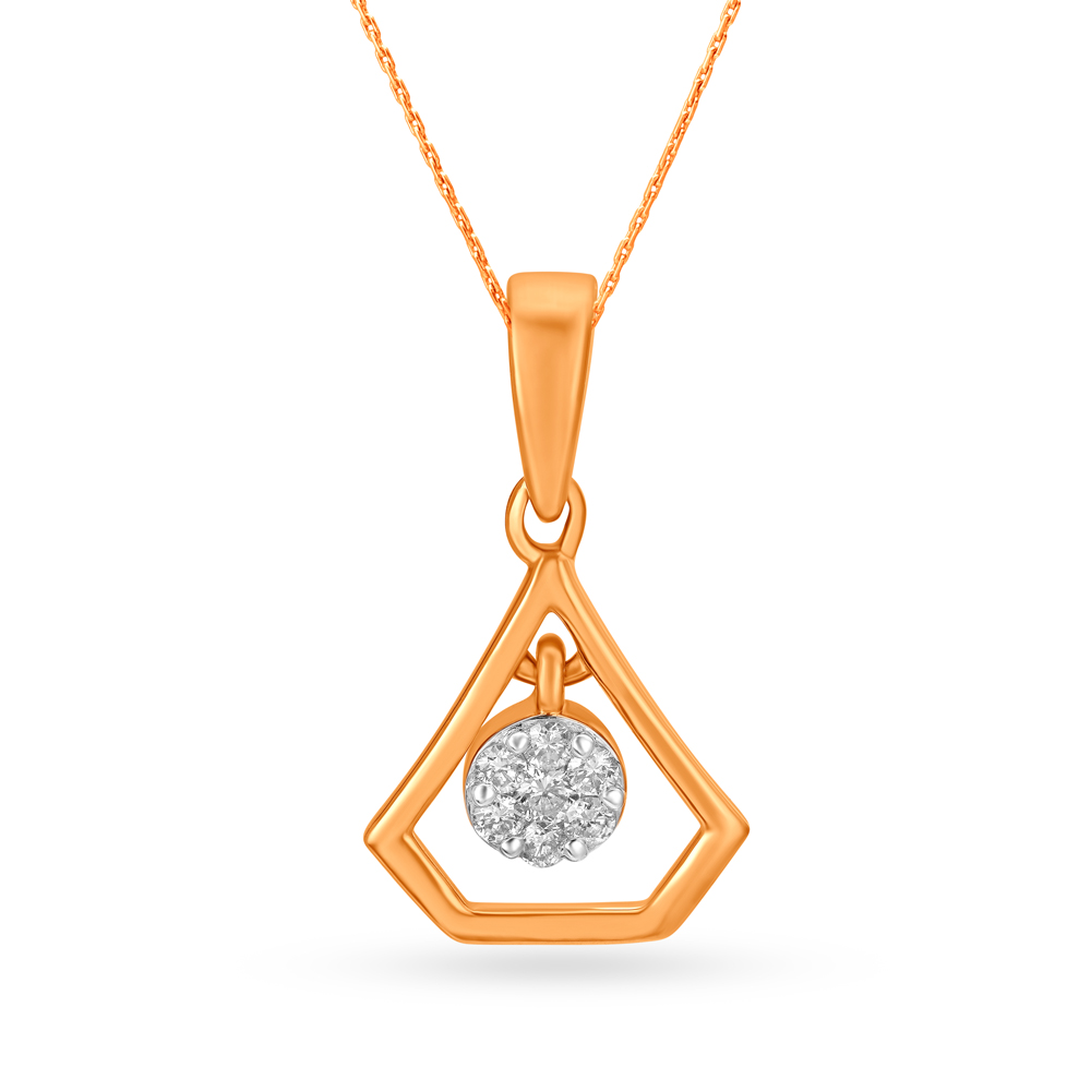 18KT Gold Diamond Pendant Designed With Sophistication