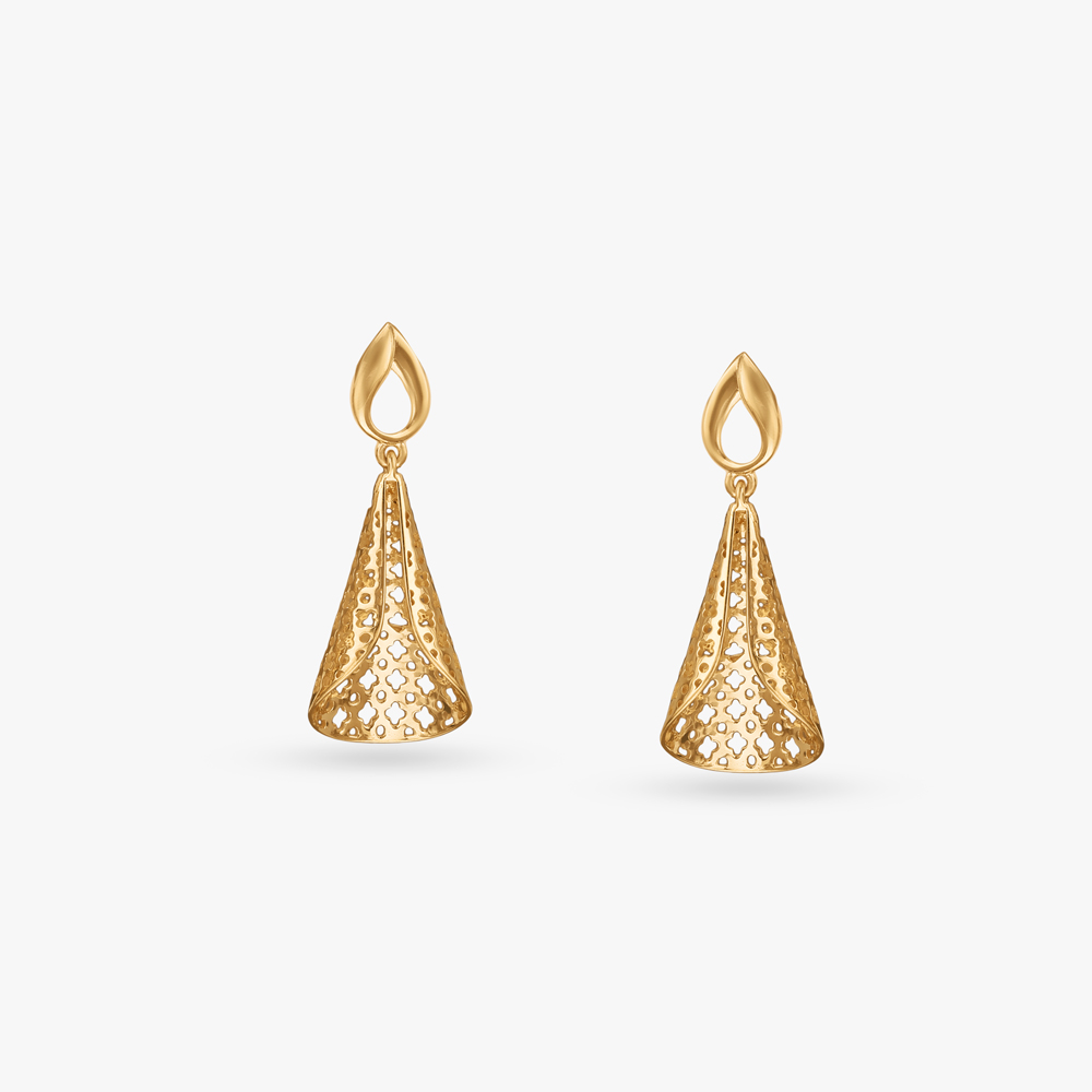 Cone Veil Gold Drop Earrings,,hi-res image number null