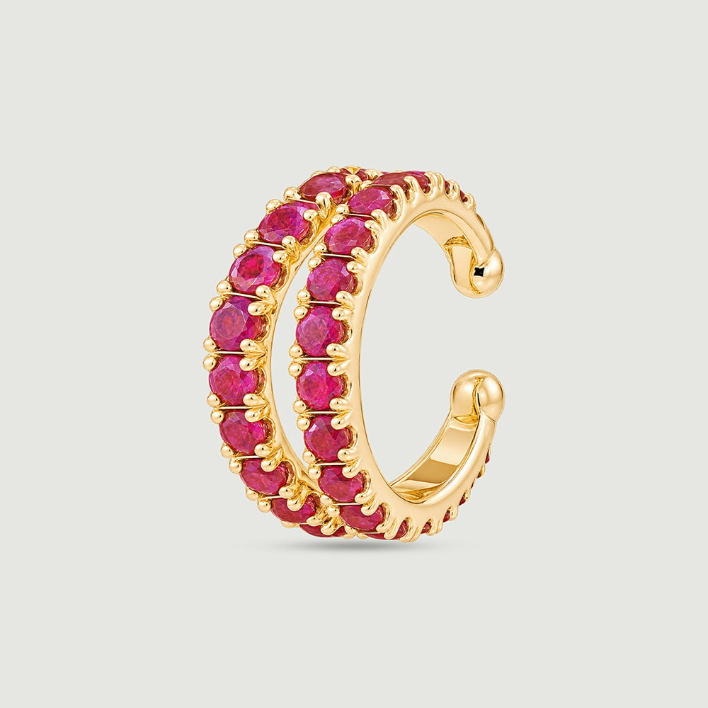Vibrant Rhythmic Pink Garnet Ear Cuff,,hi-res image number null