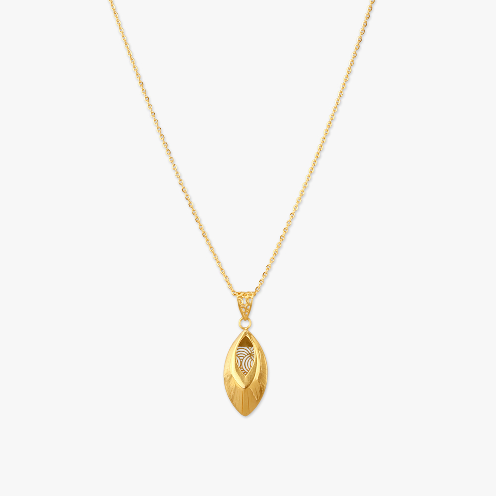 

Sculpted Leaf Gold Pendant with Chain