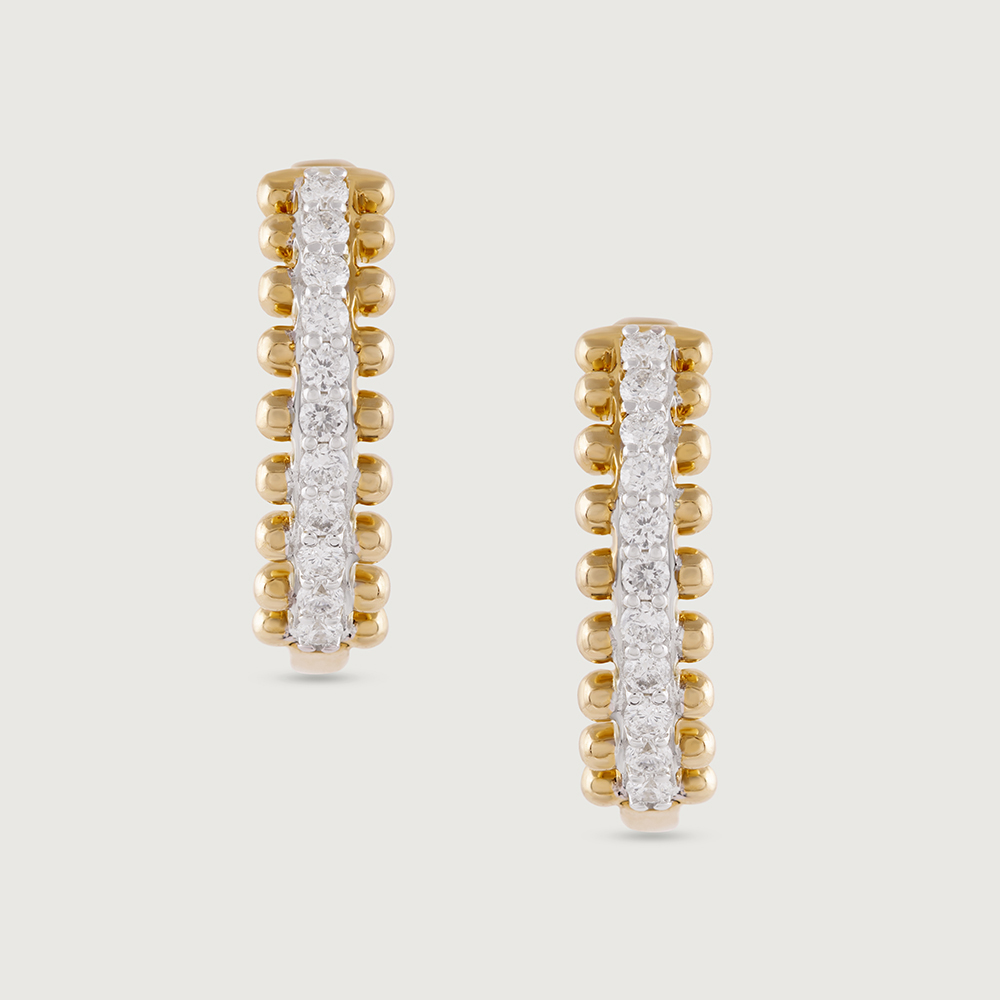 Chic Dazzling Gold & Diamond Hoop Earrings,,hi-res image number null