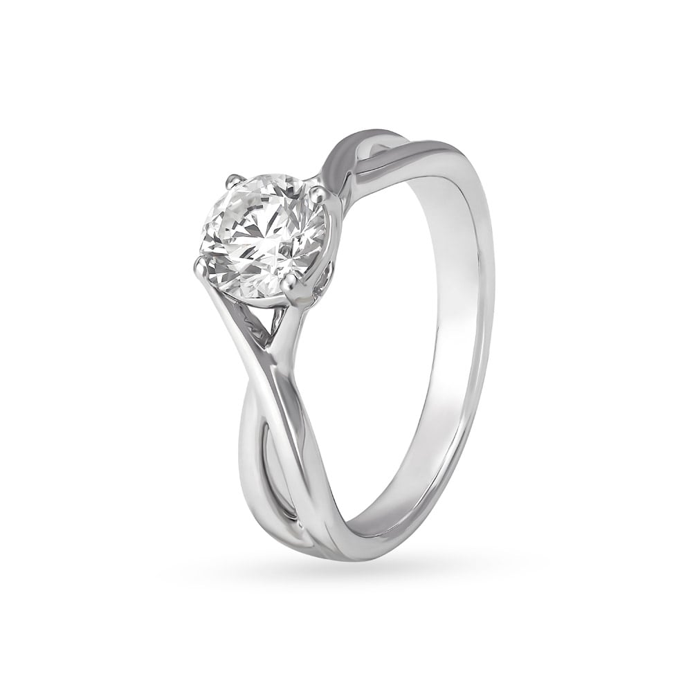 Solitaire White Gold and Diamond Ring,,hi-res image number null