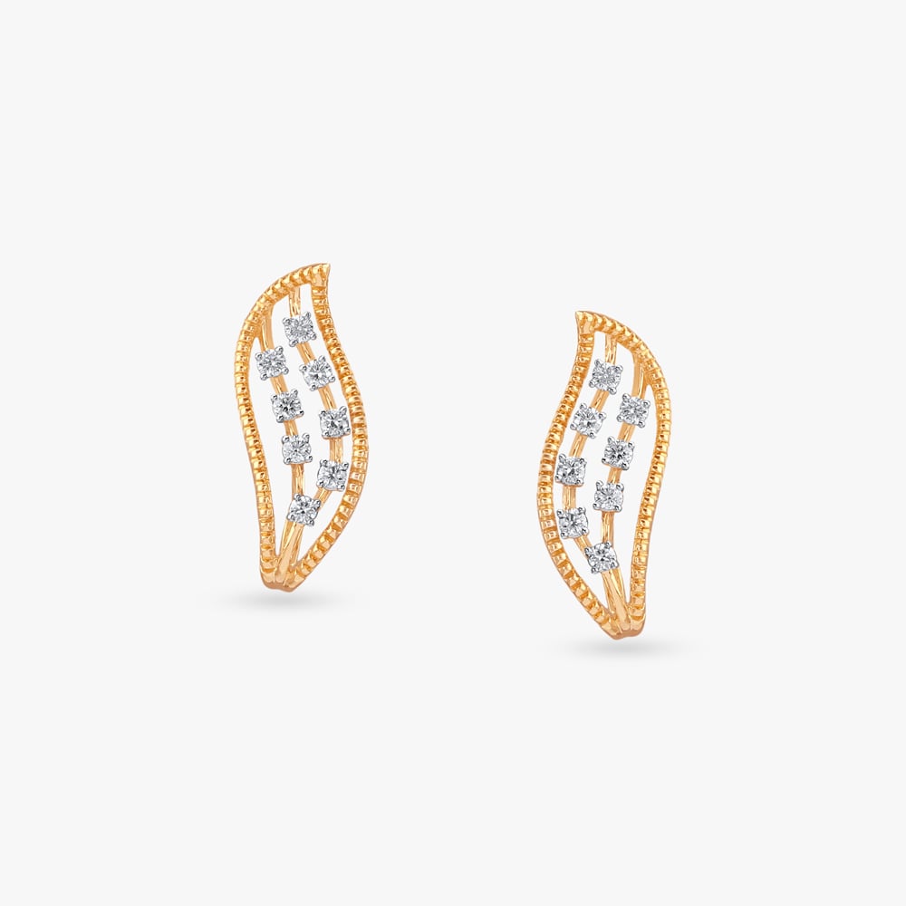 Sleek Ripple Diamond Stud Earrings,,hi-res image number null