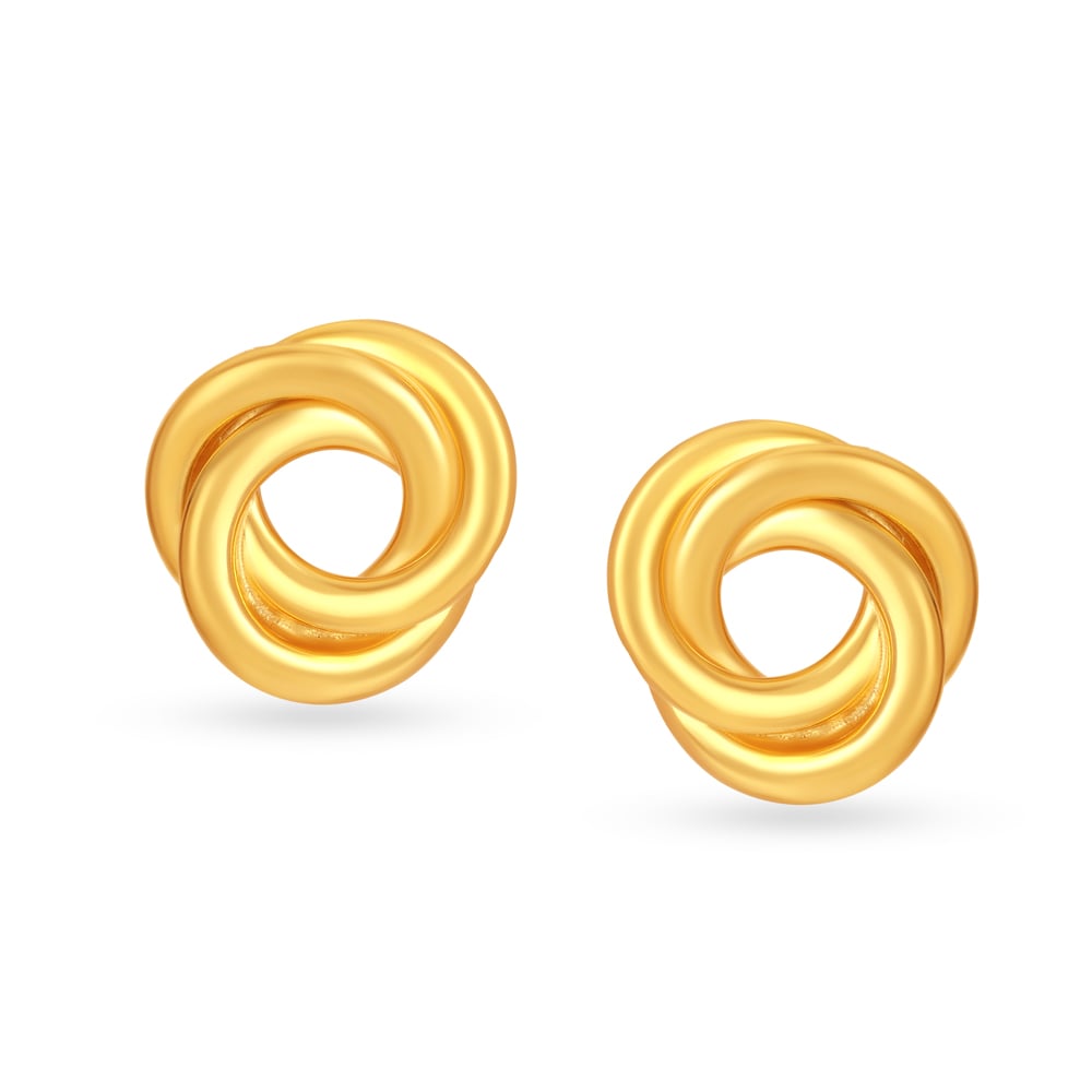 22KT Yellow Gold Circular Stud Earrings,,hi-res image number null