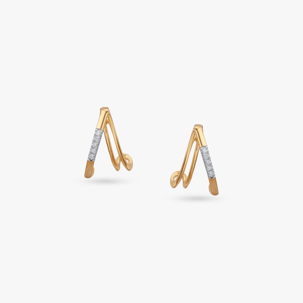 Flow Curve Diamond Hoop Earrings,,hi-res image number null