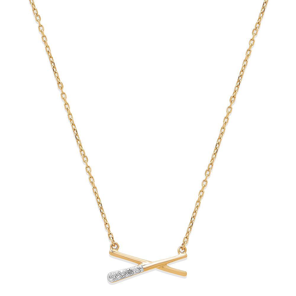 14KT Yellow Gold Sleek Style Diamond Pendant With Chain,,hi-res image number null