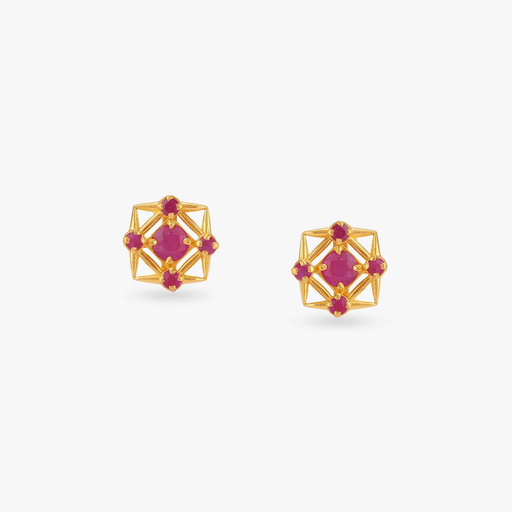 Modern Frame Stud Earrings,,hi-res image number null