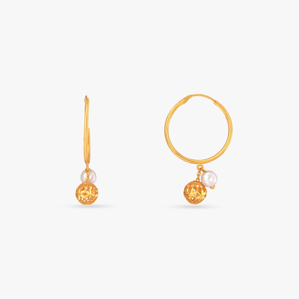 Lattice Globe Gold Hoop Earrings,,hi-res image number null