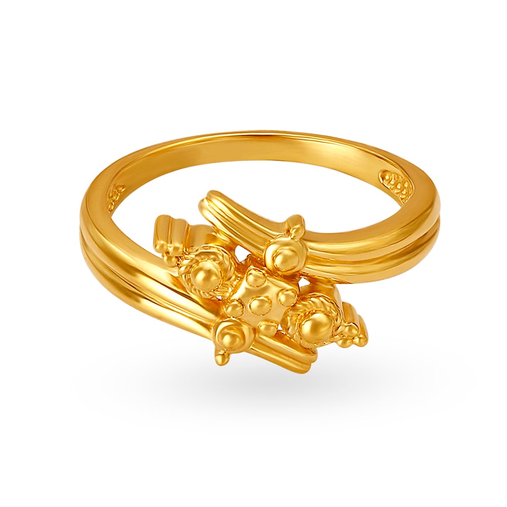 Beautiful 22 Karat Yellow Gold Floral Finger Ring,,hi-res image number null