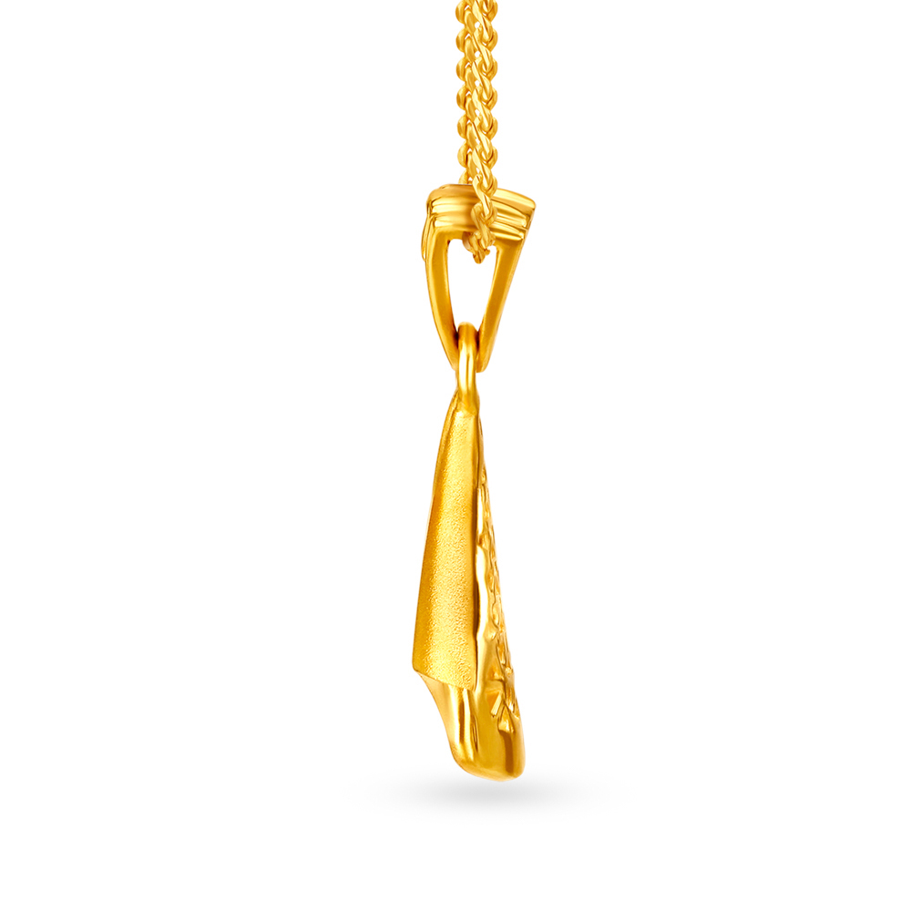Urbane Yellow Gold Triangular Pendant and Earrings Set,,hi-res image number null