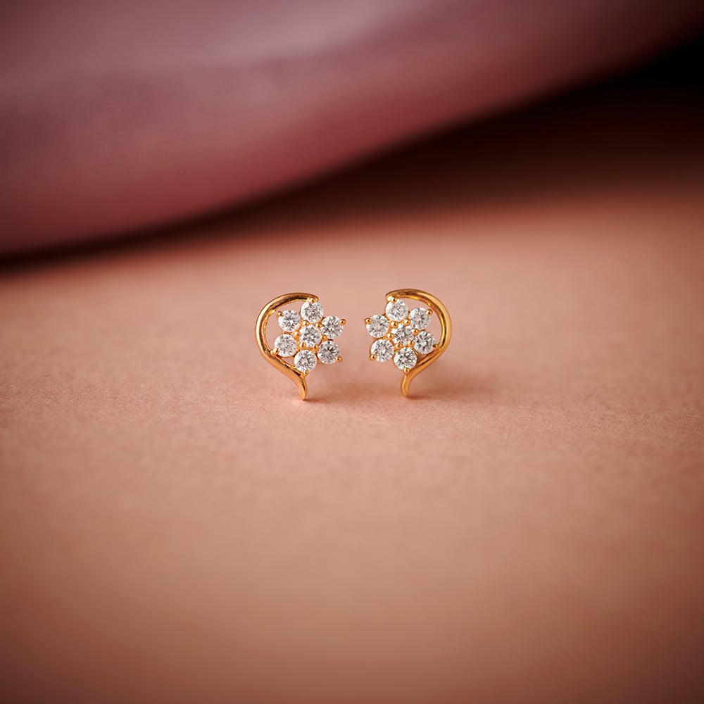 Floral Glamour Diamond Stud Earrings,,hi-res image number null