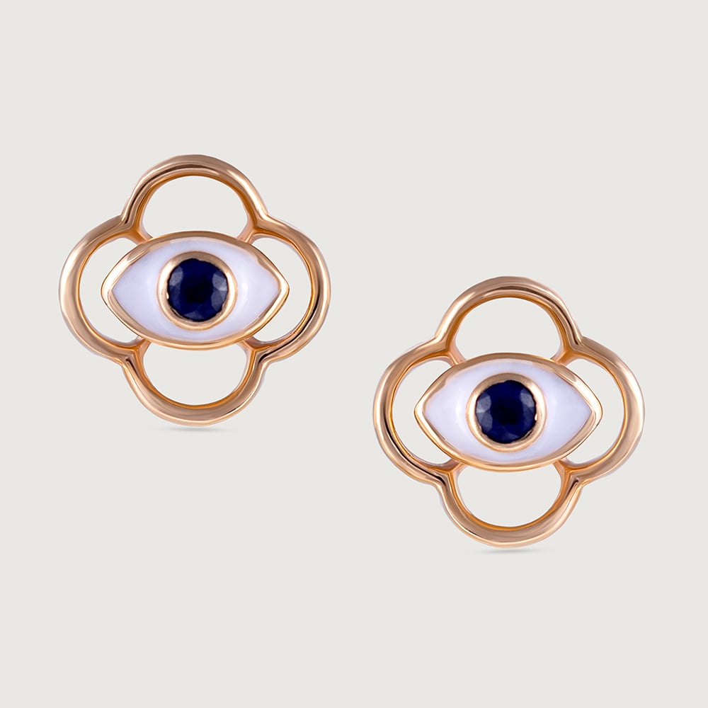 Blossoms Evil Eye Gold Stud Earrings,,hi-res image number null