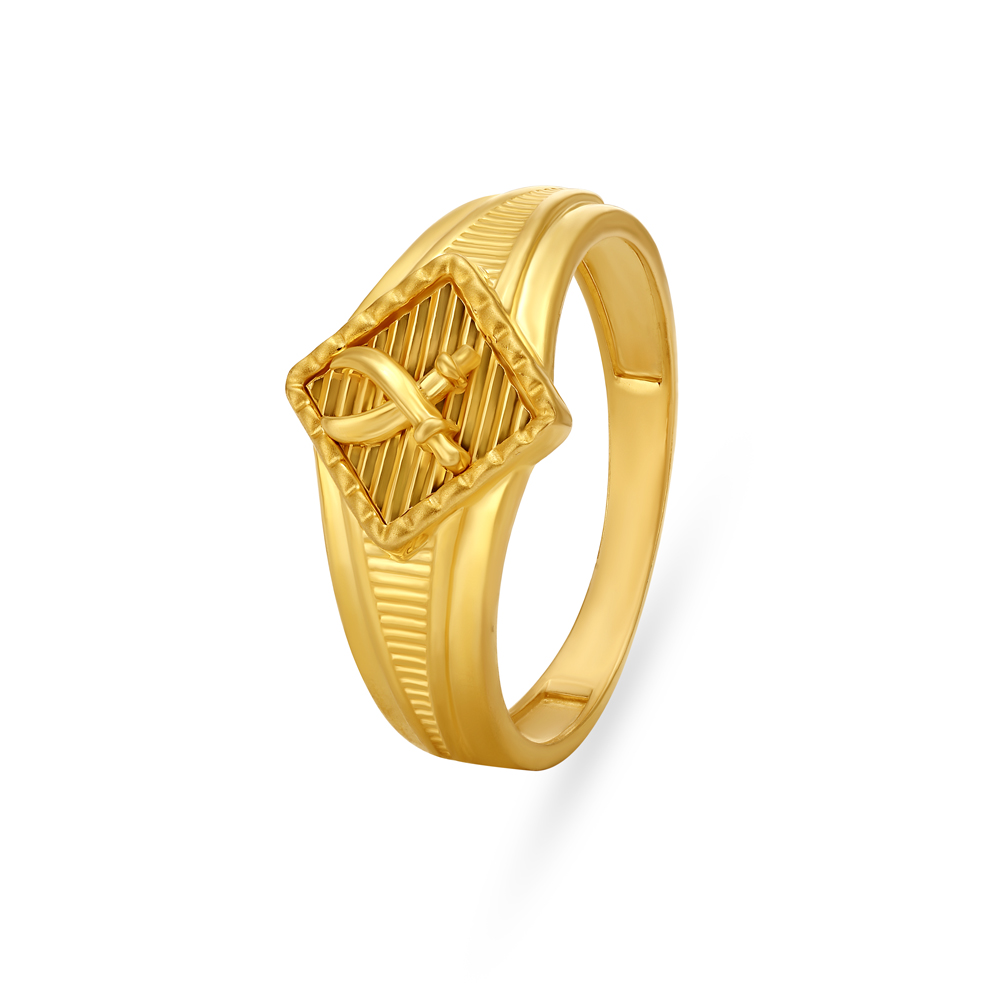 Crossing Swords Gold Finger Ring For Men