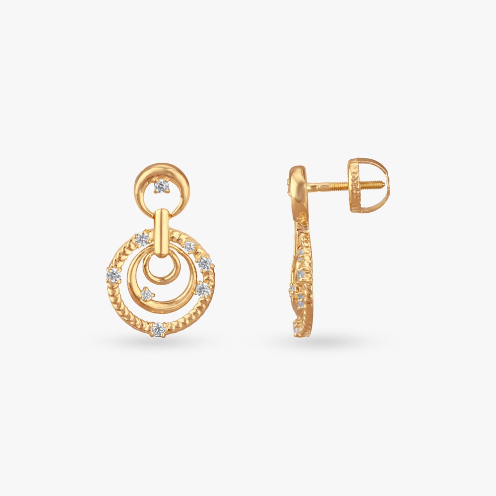 Circular Drama Gold Drop Earrings,,hi-res image number null