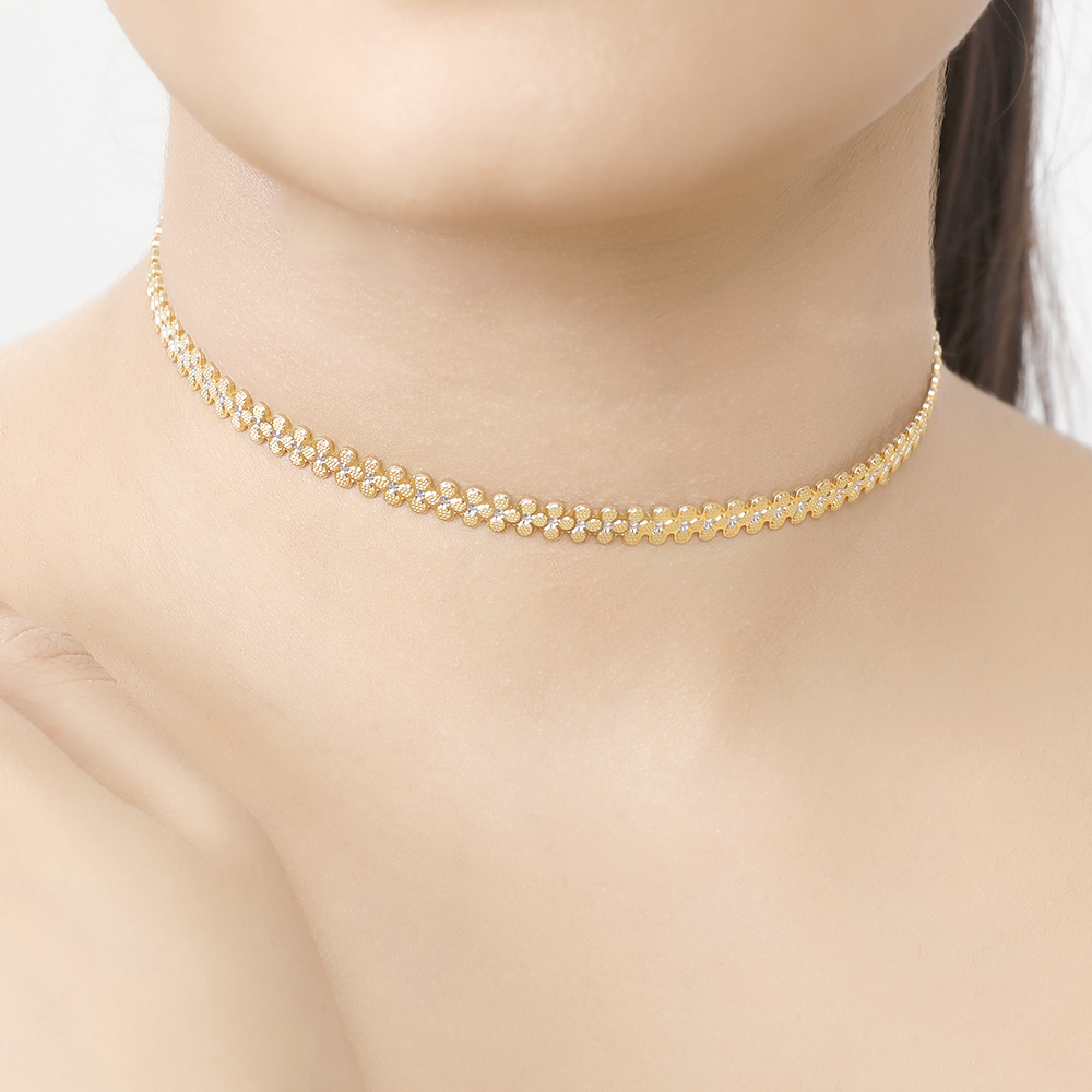 18KT Yellow Gold Floral Choker Neckwear,,hi-res image number null