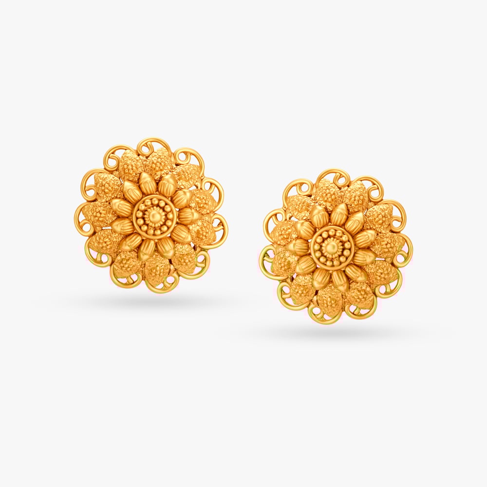 Antique Floral Stud Earrings,,hi-res image number null