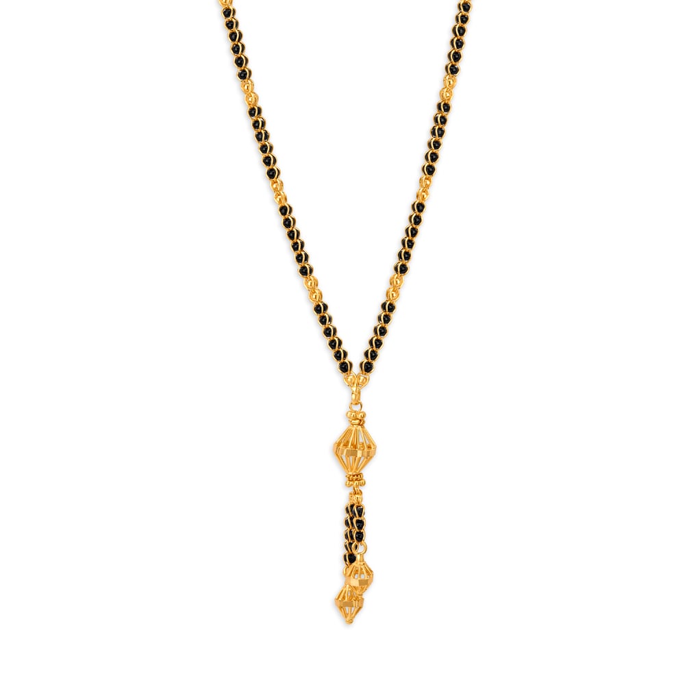 

Glorious Yellow Gold Carved Bead Mangalsutra