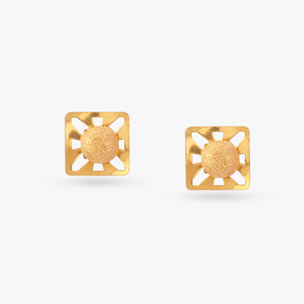 Lustrous Gold Stud Earrings,,hi-res image number null