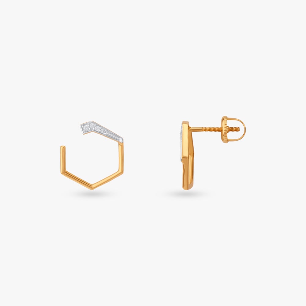 Angular Arc Diamond Stud Earrings,,hi-res image number null