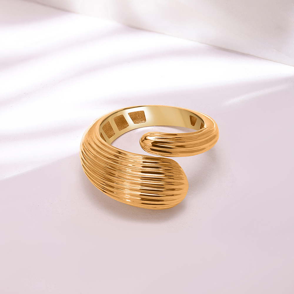 Sunrise Stripes 18KT Gold Finger Ring,,hi-res image number null