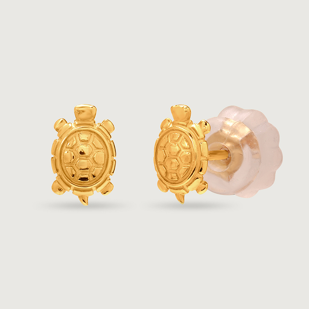 Serene Tortoise 18KT Gold Stud Earrings,,hi-res image number null