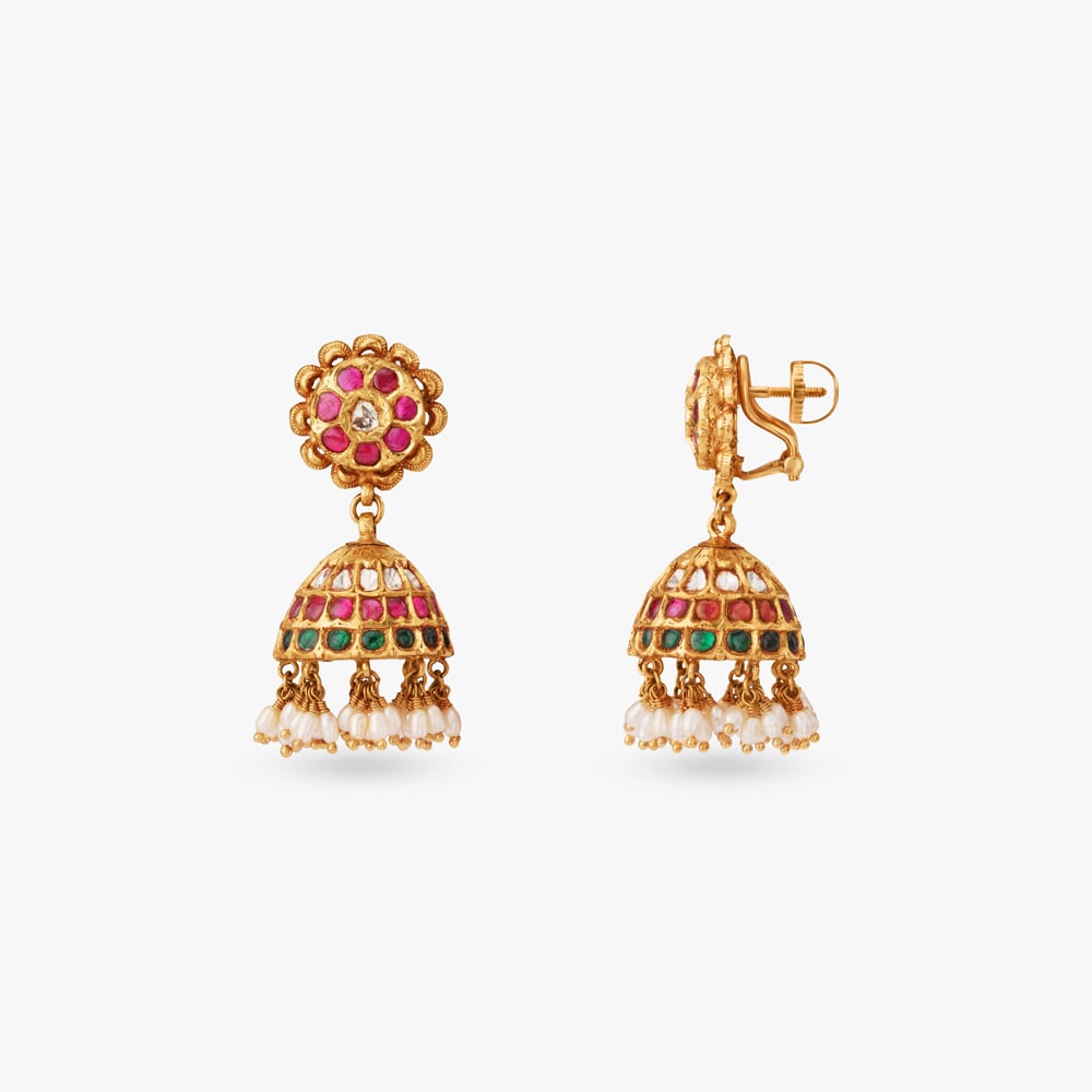 Gold Temple Jhumka Haar Set,,hi-res image number null