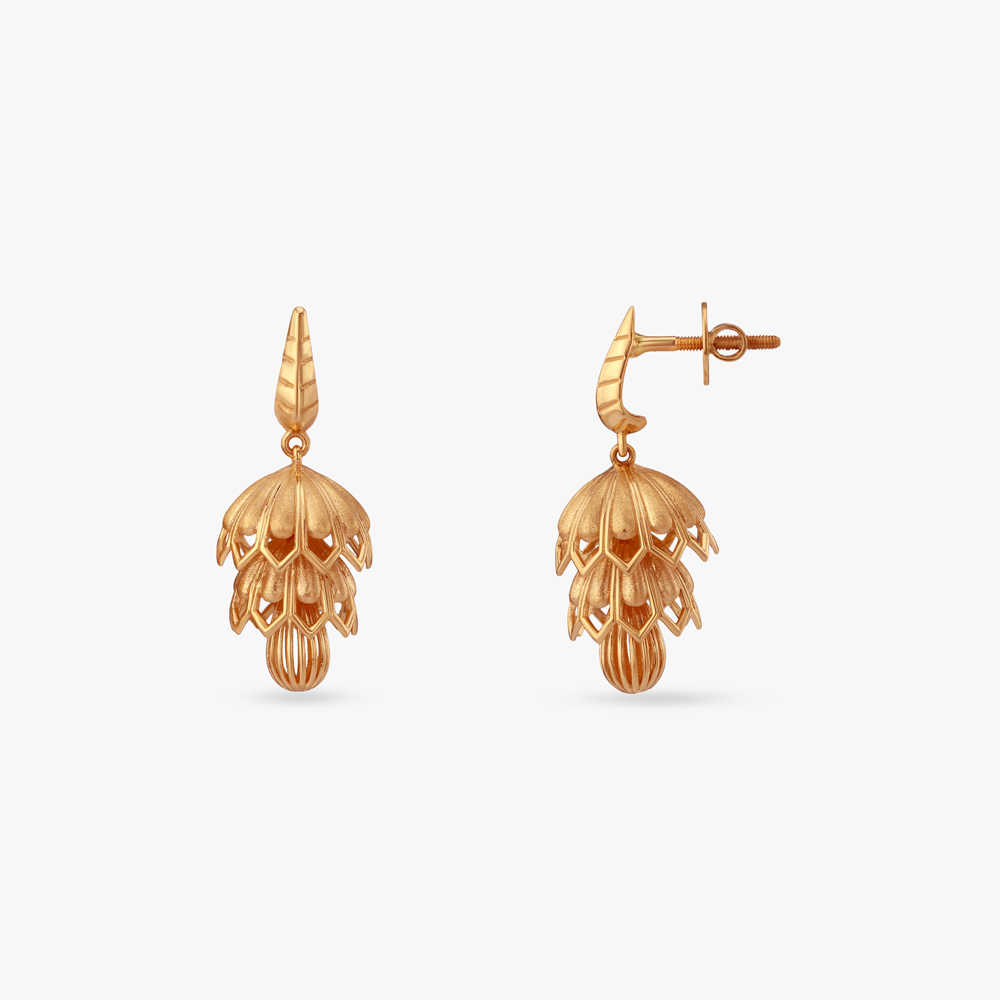 Bloom Cascade Gold Jhumka Earrings,,hi-res image number null