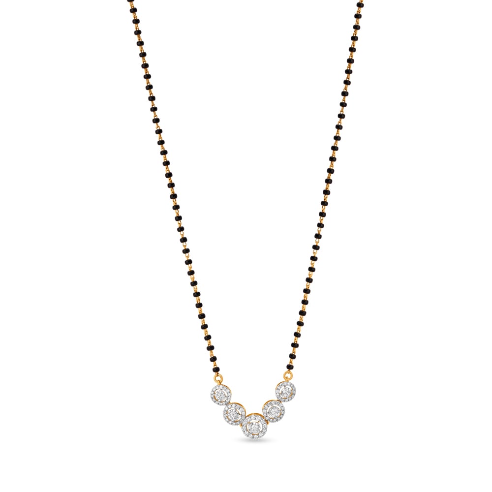 Charming Circular Diamond Mangalsutra in Yellow and White Gold,,hi-res image number null
